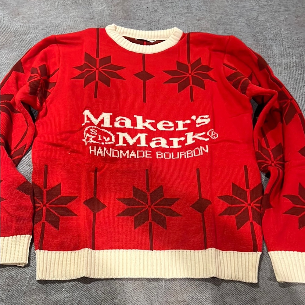 Red Crewneck Christmas Sweater with Snowflake Design